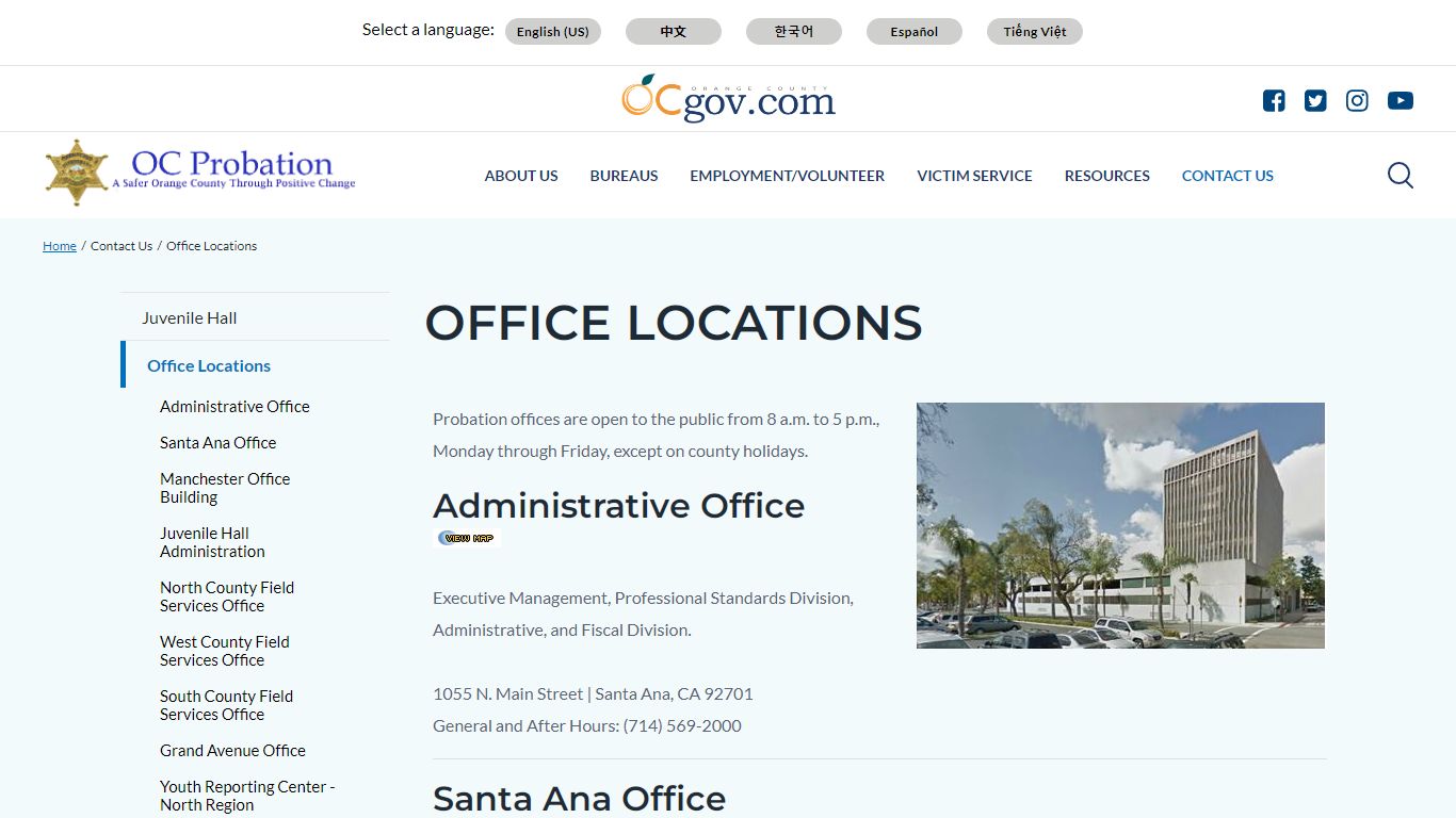 Office Locations | Orange County Probation Department