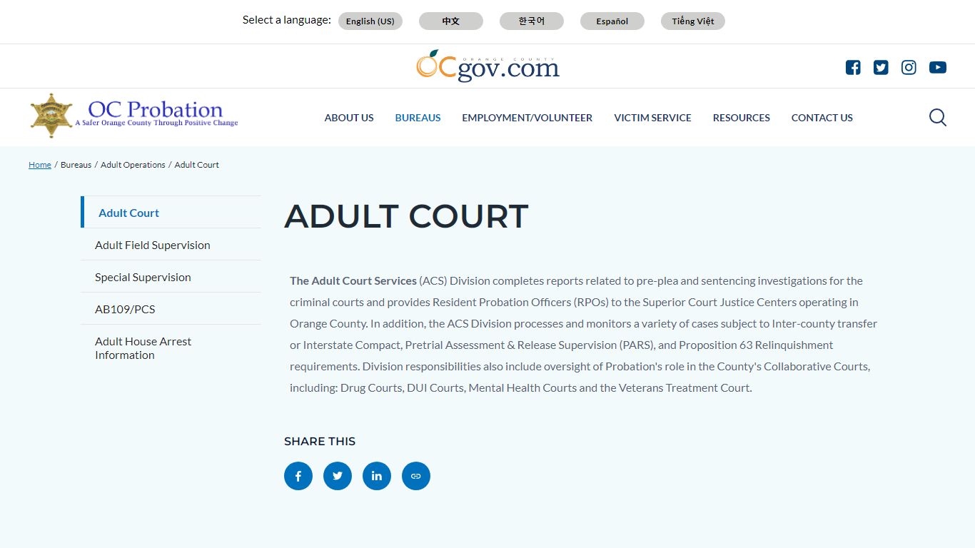 Adult Court | Orange County Probation Department