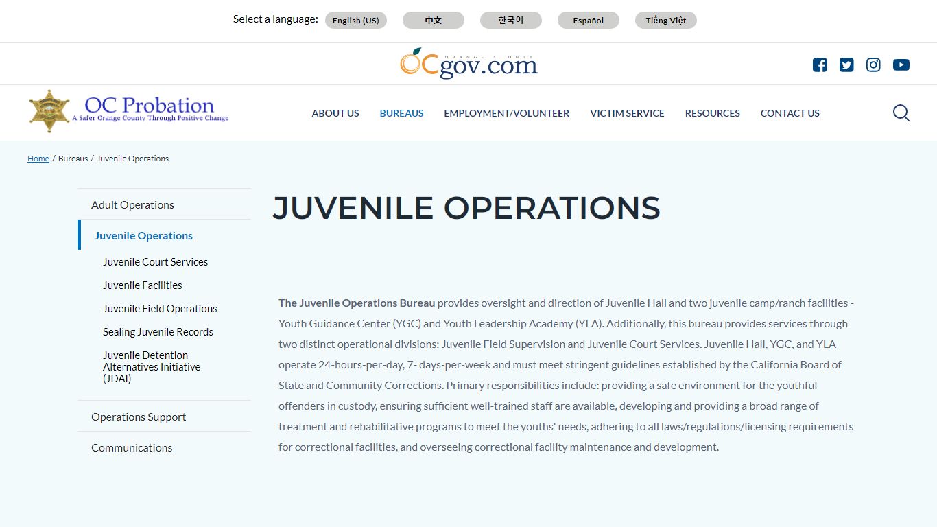 Juvenile Operations | Orange County Probation Department